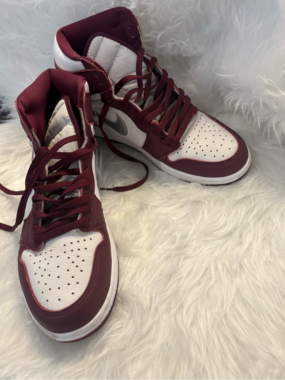 Nike Men’s High-Top Sneakers in Maroon and White